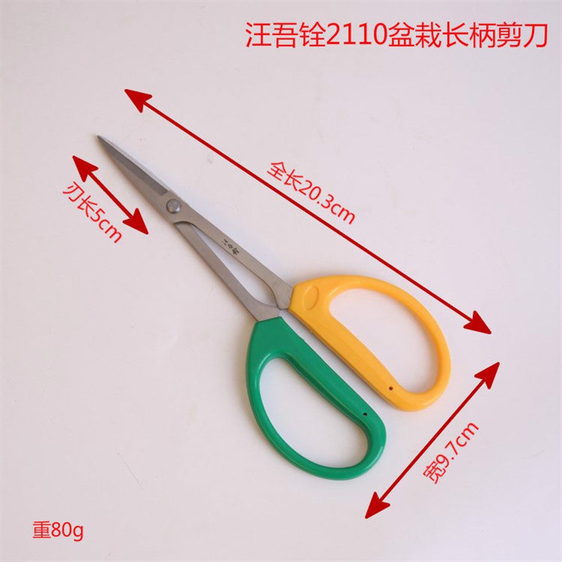 汪吾铨不锈钢盆栽长柄剪刀修剪细枝盆景园艺剪子花艺修花剪刀2110图片