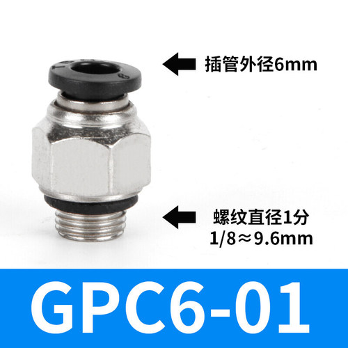 气动快速接头G螺纹直通快插GPC8-02带密封圈气管快插10只装