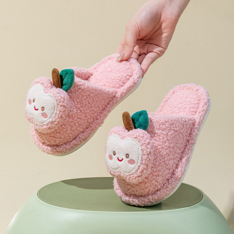 儿童棉拖鞋防滑可爱苹果拖鞋