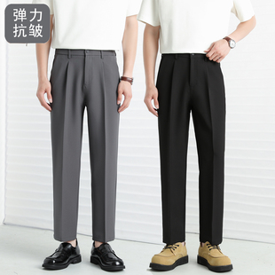 冬季男士西裤男生秋冬款休闲裤子灰色直筒宽松弹力商务正装西装裤