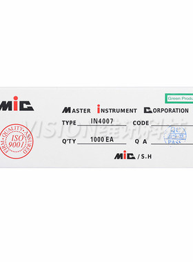 1N4007 直插整流二极管 IN4007 MIC 1A1200V 散装编带 1N4Y007-TA