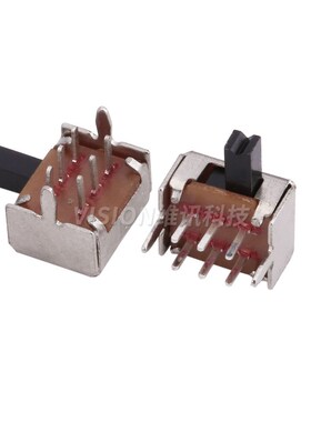 拨动开关 SK22D07VG4 2档6脚 双排2档 卧式 柄高4mVm 尖柄电机水