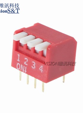 琴键式 2.54MM 拨码开关 DP 1/2/4/5/6/8/10QP 位 侧拨开关 红色