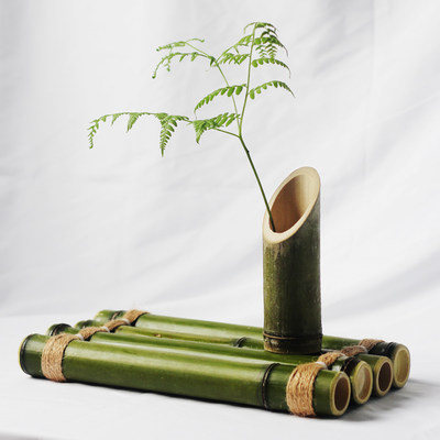 竹排流水摆件竹排板竹子装饰