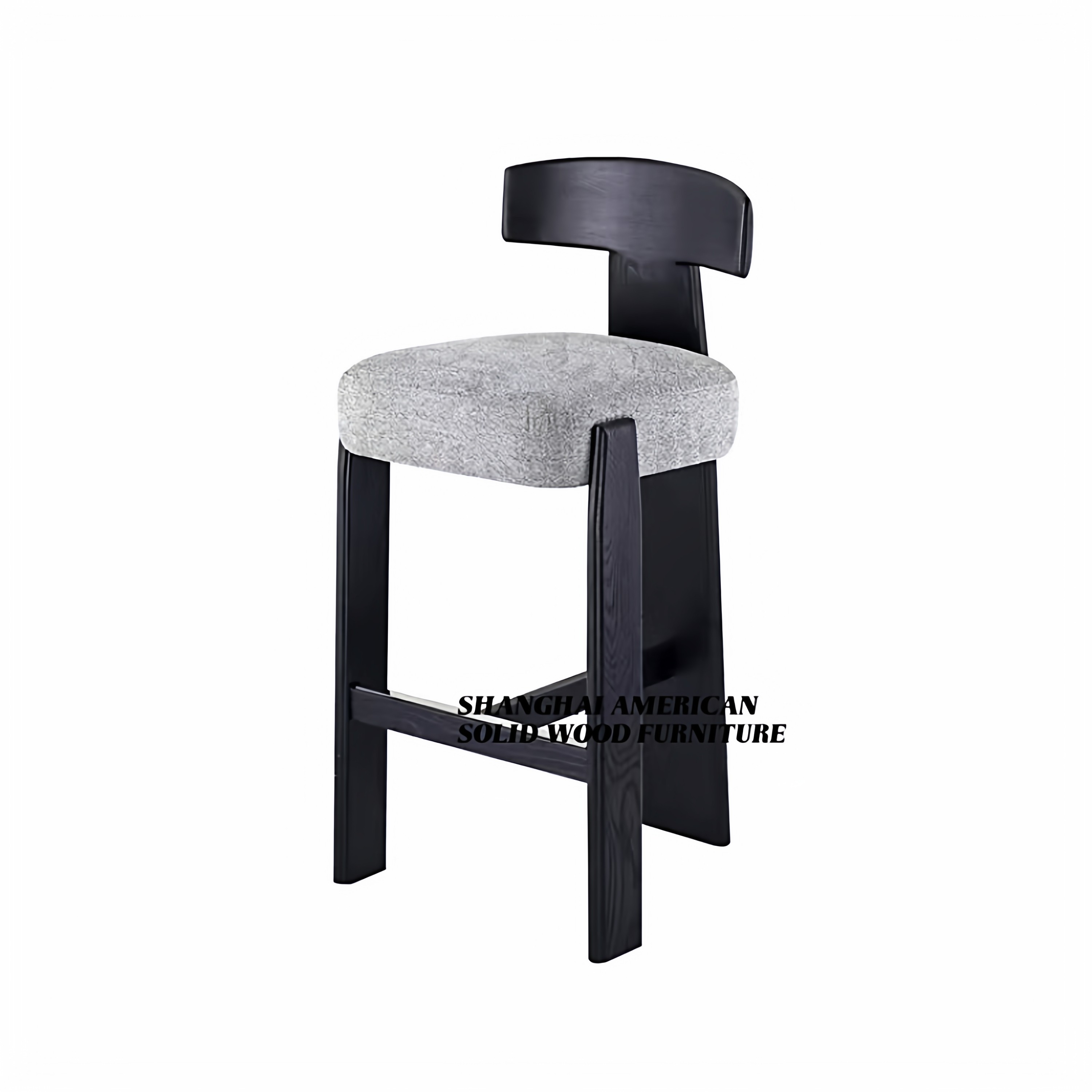 中古风实木酒吧椅家用岛台高脚凳现代简约酒吧kvt前台椅子带靠背