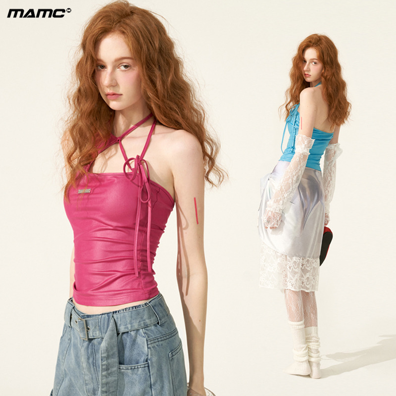 MAMC纯色不规则绑带背心内搭2024春夏季新款露背独特绝美小吊带