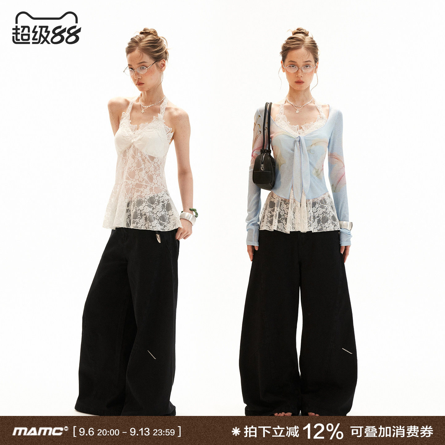 MAMC薄款蝴蝶结系带长袖T恤图片