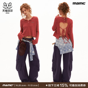 MAMC羊毛柔感马海毛短款露背毛衣早秋新款慵懒宽松高级毛衫上衣