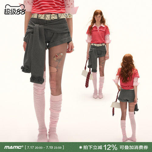 MAMC灰色绑带短裤百搭休闲