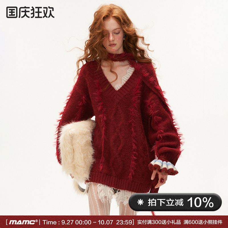 MAMC围脖绑带麻花毛衣针织上衣