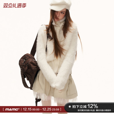 翅膀高领白色毛衣高级感针织衫