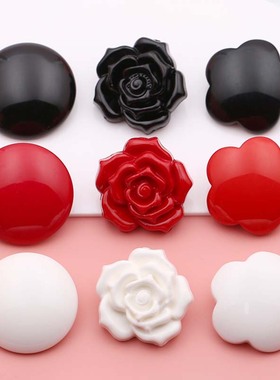 百搭圆形黑白色纽扣红色钮扣子男女毛呢大衣服装饰小香风毛衣装饰