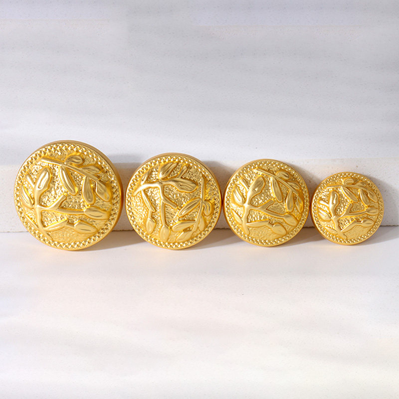 金色扣子树芽花纹金属纽扣靓女百搭大衣毛衣高档西装外套扣配件