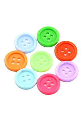 彩色树脂四眼细边圆形纽扣材料包