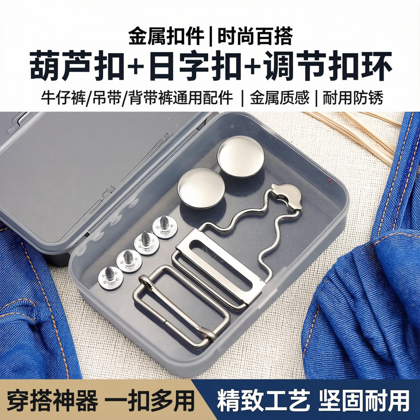 背带裤金属扣子葫芦扣女调节吊带钮扣日字牛仔裤配件挂钩搭扣扣环