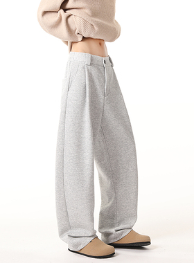 WAALEVANA 垂坠感运动弯刀卫裤美式重磅cleanfit阔腿宽松休闲长裤