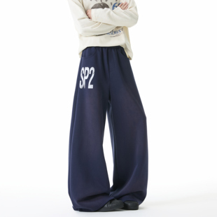 WAALEVANA美式复古街头多巴胺运动卫裤男女休闲宽松垂感阔腿裤潮