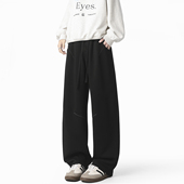 慵懒简约纯色直筒休闲裤 运动卫裤 重磅垂感华棉捏褶美式 WAALEVANA