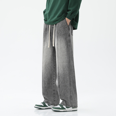 WAALEVANA渐变水洗做旧牛仔裤