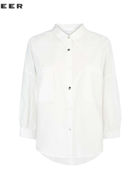 sdeer圣迪奥女装25年新品OL风翻领不规则宽松长袖衬衫S252Z0502