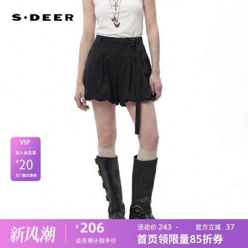 sdeer圣迪奥女装26年新品复古高腰系带压褶A字短裤S262Z0904