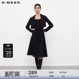 S233Z1410 领收腰外套吊带裙套装 sdeer圣迪奥女装 秋OL风西装