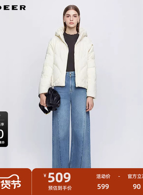 sdeer圣迪奥女装高领连帽茧型宽松短款羽绒服S244Z3105