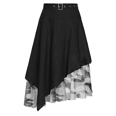 s.deer水墨晕染网纱A字裙