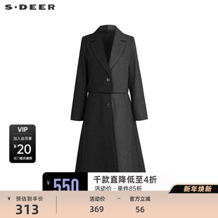 S234Z1411 领撞色收腰外套连衣裙套装 sdeer圣迪奥女装 西装