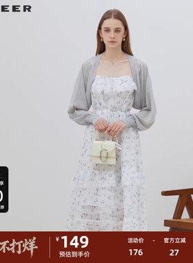 【sdeer奥莱】圣迪奥碎花收腰针织衫两件套吊带连衣裙S223Z1243