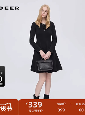 sdeer圣迪奥女装25年新品罗纹圆领不规则针织连衣裙S253Z12A3