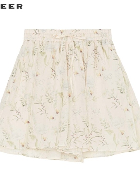 sdeer圣迪奥女装田园风套装松紧插袋印花A字短裤S242Z0912