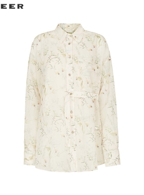 sdeer圣迪奥女装田园风套装翻领印花两件套衬衫S242Z0517