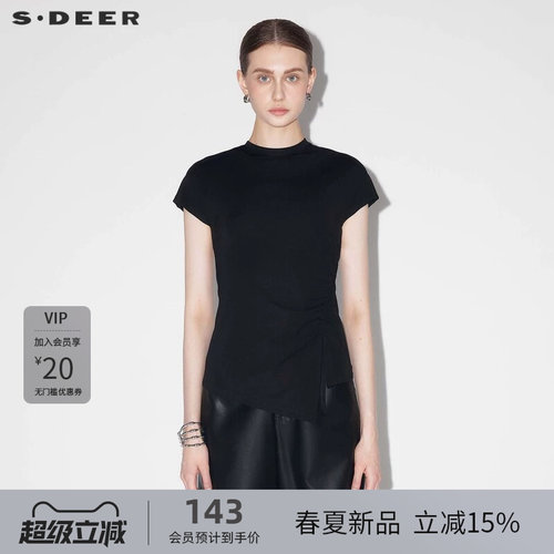 s.deer法式不规则短袖T恤