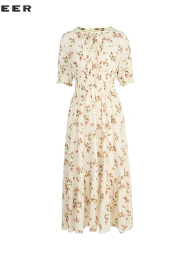 sdeer圣迪奥女装25年新品田园风印花吊带两件套连衣裙S252Z1282