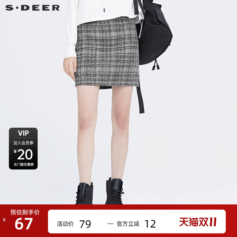 女装sdeer圣迪奥英伦复古格纹
