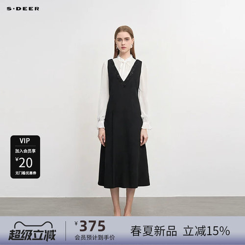 s.deer风琴褶网纱连衣裙套装