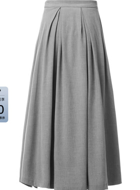 sdeer圣迪奥女装复古套装高腰压褶不规则A字伞裙S242Z1135