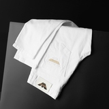 2024年新款男士修身白色烫印牛仔裤N705-P160(黑底图）长期款，男装牛仔裤，钱塘6026