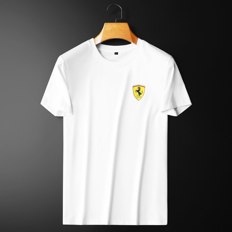 2025年新款双丝光棉短袖T恤男6632-P80M-5XL白色，男装T恤，钱塘6026