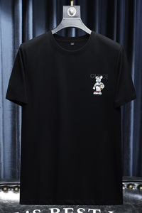 双丝光棉短袖T恤 男 6379-P80 M-5XL 黑/白  （沙发图）图片