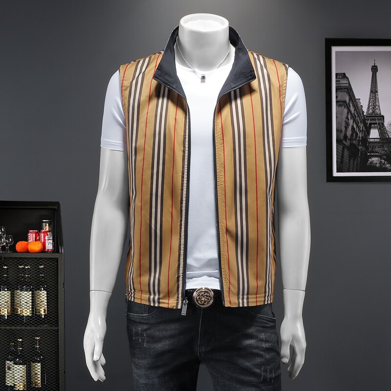2024春装男士立领马甲背心双面穿M-5XL9008-P140（假模图,男装背心/马甲,钱塘6026