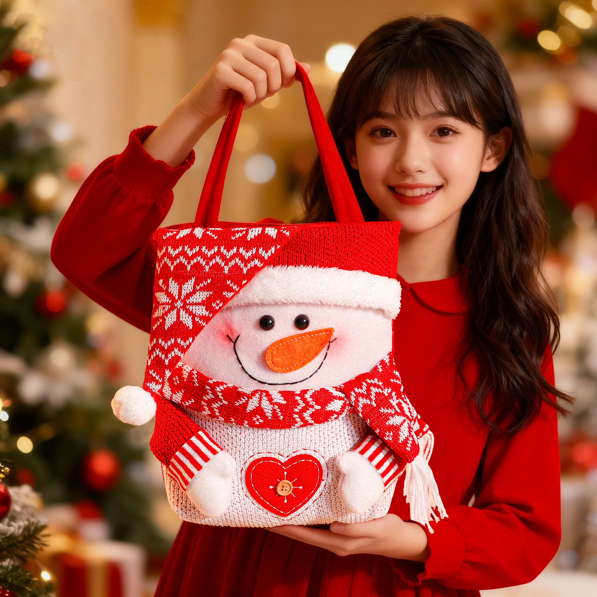 圣诞节礼物手提礼品袋平安夜苹果包装礼盒儿童圣诞老人袜子礼物袋