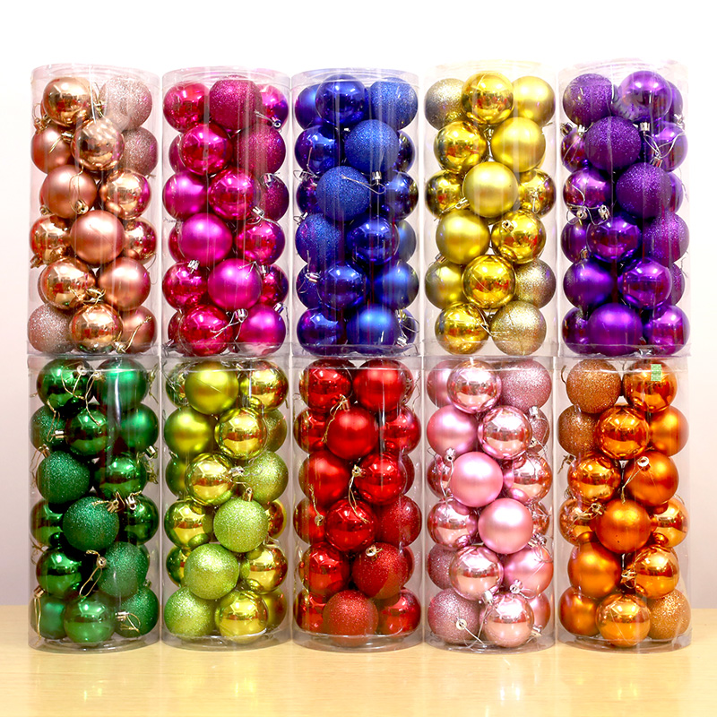 圣诞装饰球4cm6cm8cm吊球圣诞树挂件挂饰布置橱窗装扮亮光彩球
