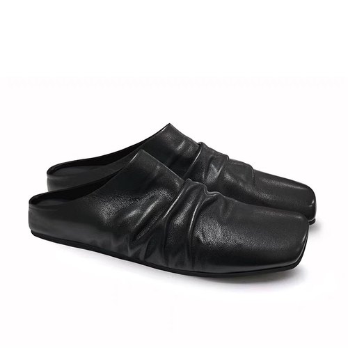 AMBSOM LEATHER SLIPPER 褶皱皮拖鞋 头层牛皮 芭蕾鞋 柔软 百搭
