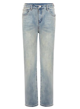 EMGR日本高盎司微弹丹宁做旧人工水洗极简百搭直筒休闲牛仔裤