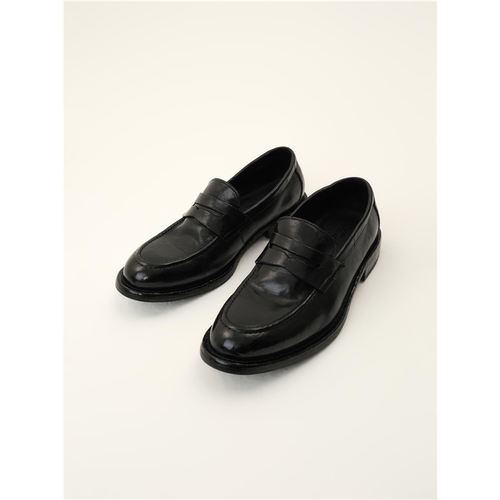 AMBSOM水洗做旧马皮手工固特异牛皮底乐福皮鞋