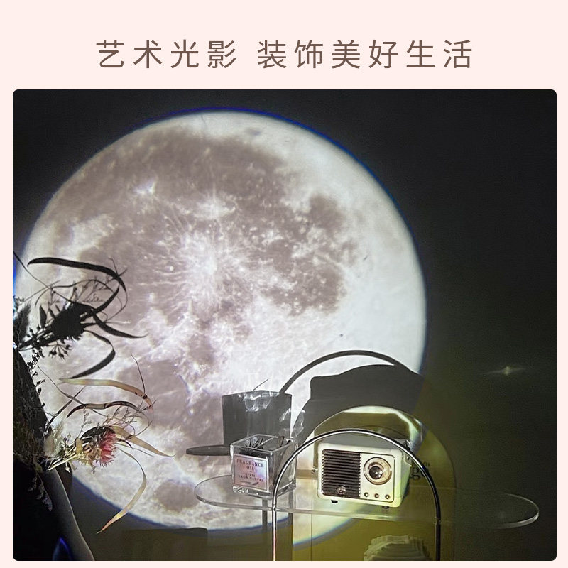 月亮投影灯店铺酒吧氛围装饰背景墙logo定制文字射灯灯片图案灯