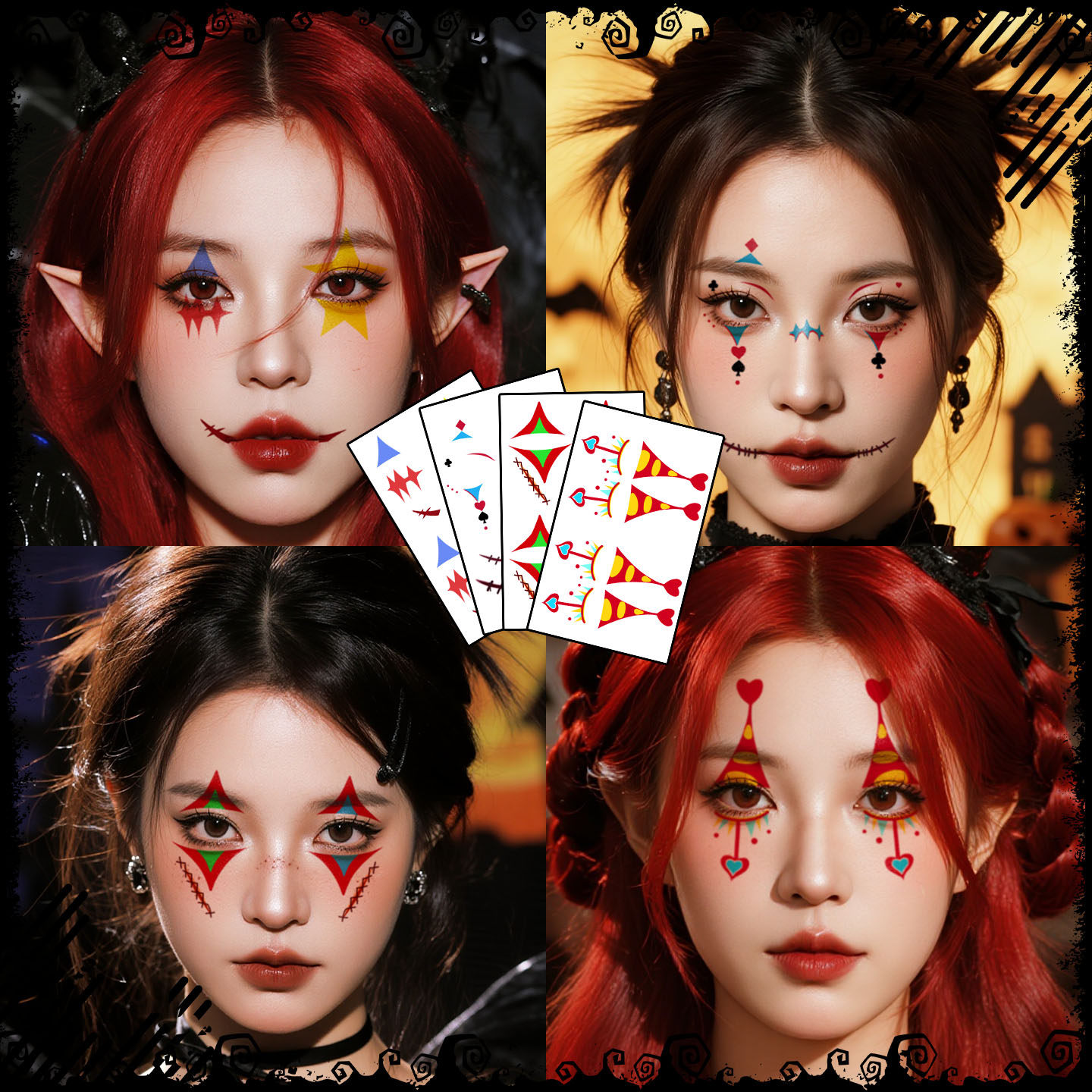 XMXP万圣节小丑妆容脸贴纹身贴防水持久男女搞怪节日派对面部装扮,彩妆/香水/美妆工具,身体彩妆,淘宝优惠券,粉丝福利购,淘宝优惠卷