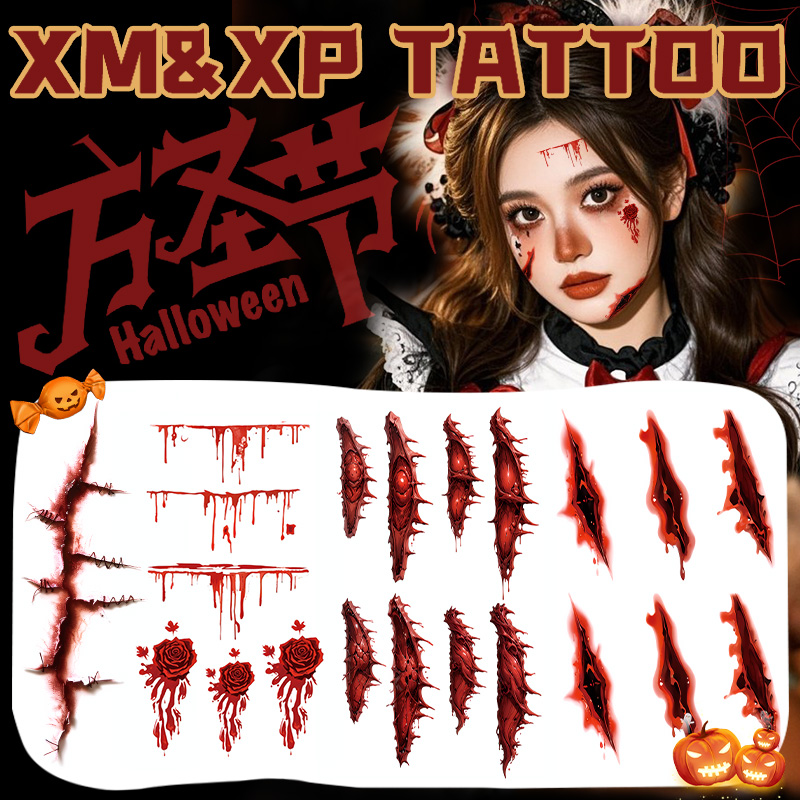 XMXP万圣节伤疤纹身贴纸妆容脸贴